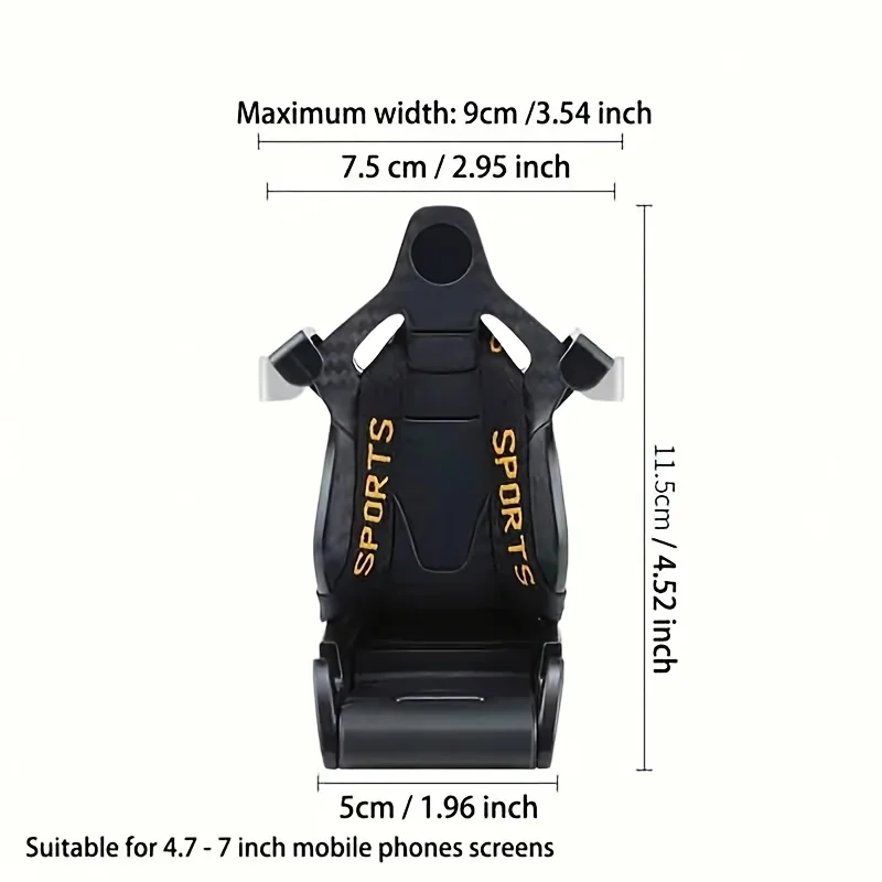 A Car Racing Seat-Shaped Phone Holder Designed for Car Air Vents, Featuring a Metal Clip And Compatible with All Smartphones view 5