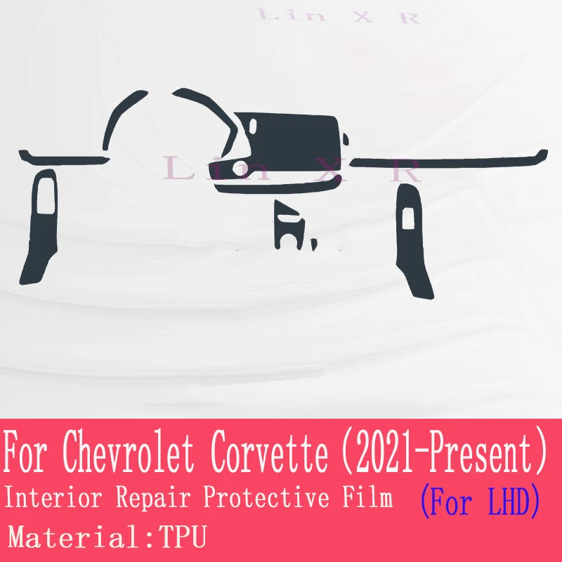 For Chevrolet Corvette C8  Car Interior Center console Transparent PPF-TPU Protective film Anti-scratch Repair film Accessories