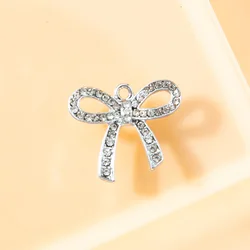 10pcsBow, diamond pendant, bracelet, female keychain, DIY pendant, alloy electroplated accessory, small accessory
