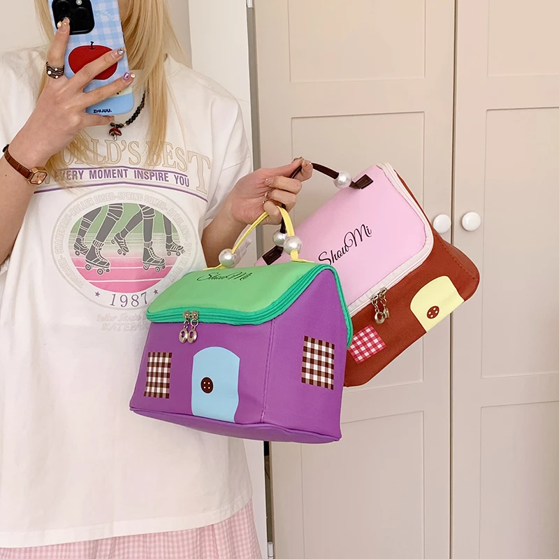 Niche Design Colorful House Shape Purse Handbag Women Sweet Fashion Exquisite High-end Tote Bag for Ladies Creative Idea