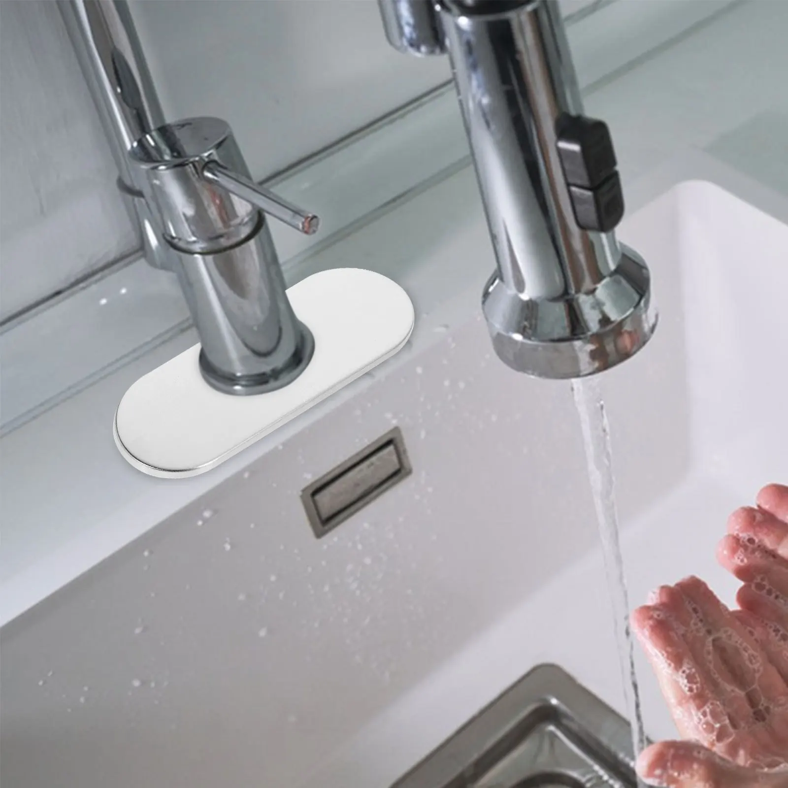 주방 수도꼭지 구멍 커버 스테인리스 스틸 데크 플레이트 매끄러운 마감 버 없음 내마모성 가정용 싱크대 공급 교체에 이상적