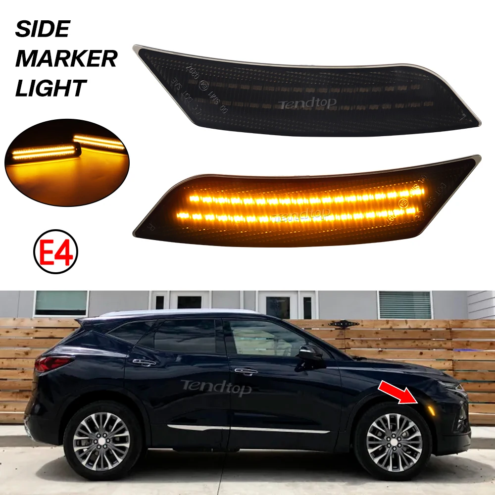 2pcs Indicator LED Amber Front Bumper Light  Side Marker Light  for 2019-2023 Chevrolet Blazer all models