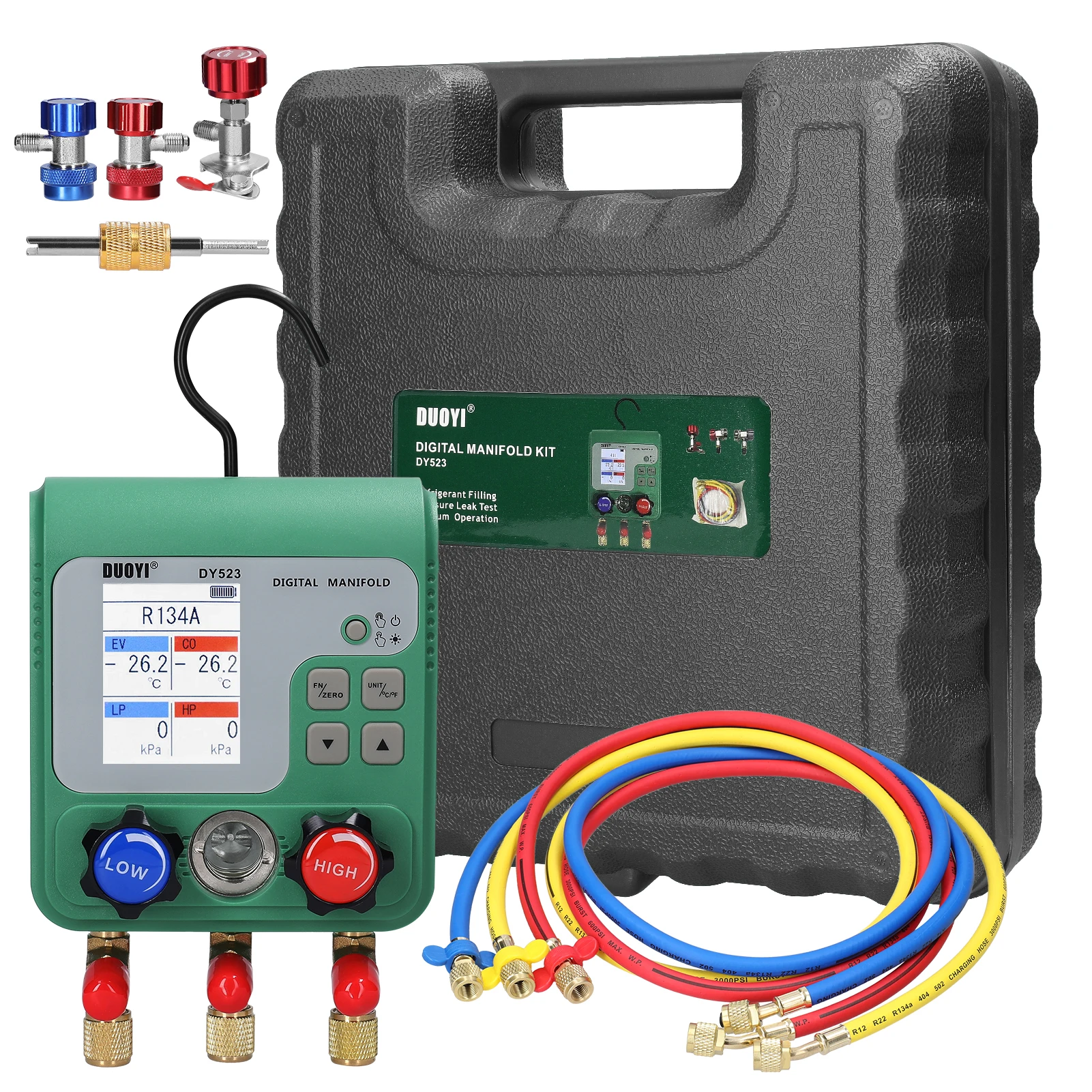 

DY523 PLUS Pressure Gauge Refrigeration Digital Vacuum Pressure Manifold Tester Air Conditioning Temperature Tester Valves Tool