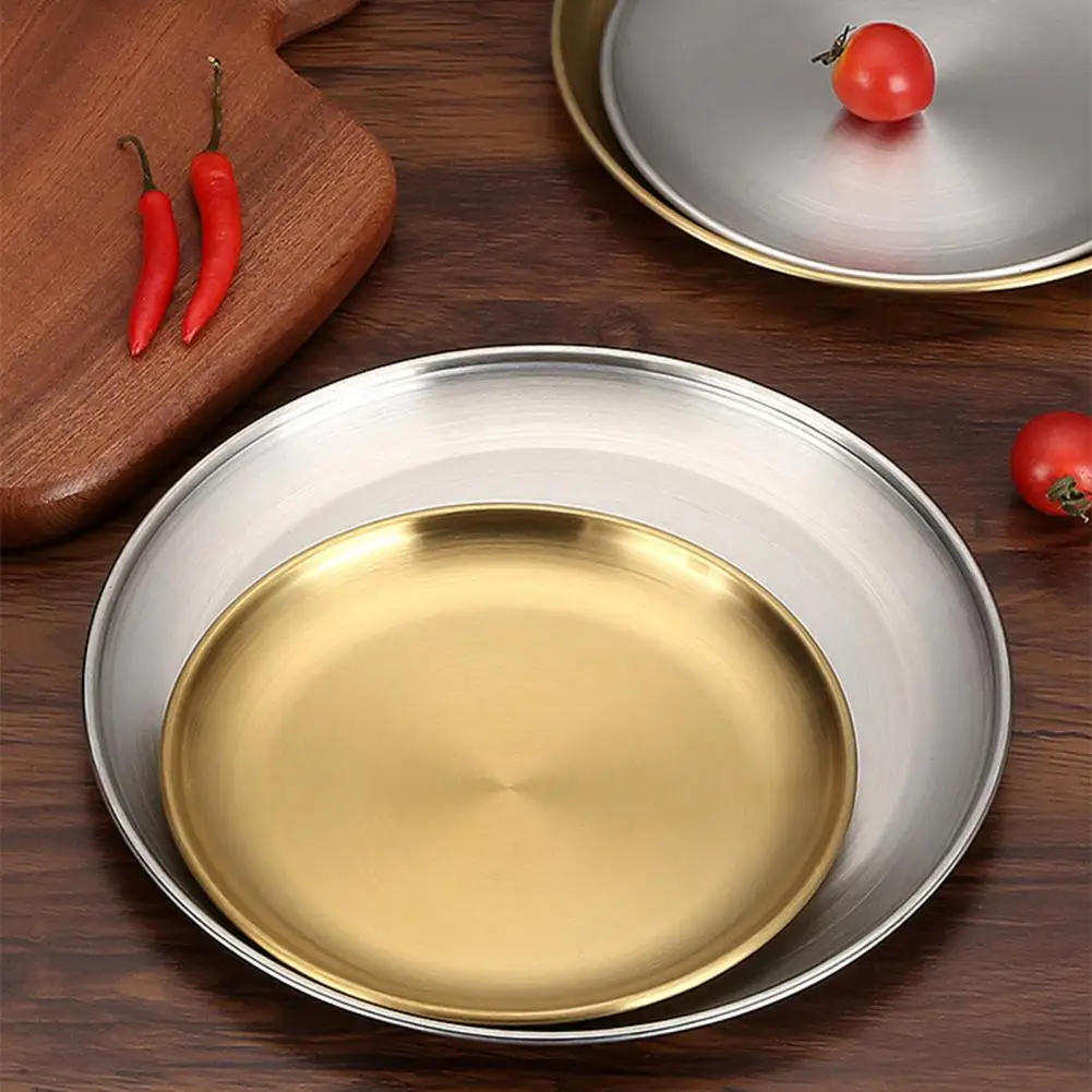 

Korean Stainless Steel Plates Korean Bbq Plate Stainless Steel Round Dinner Plate Set Korean Style for Fruit for Toddlers