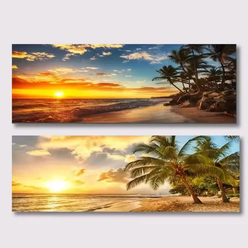 

Lazy Beach Sunset Scenery Canvas Wall Art Painting Big Size Poster Print Palm Tree Wall Art Nordic Living Room Office Decor