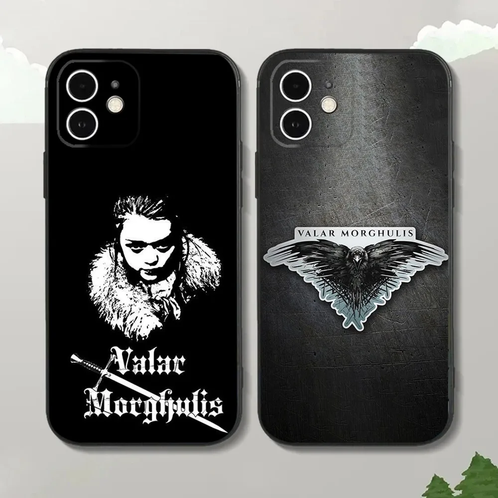 V-Valar Morghulis Phone Case For iPhone15,14,13,12 Mini 11 Pro XR,X,XS,MAX 7,8 Plus Silicone Cover Soft Black