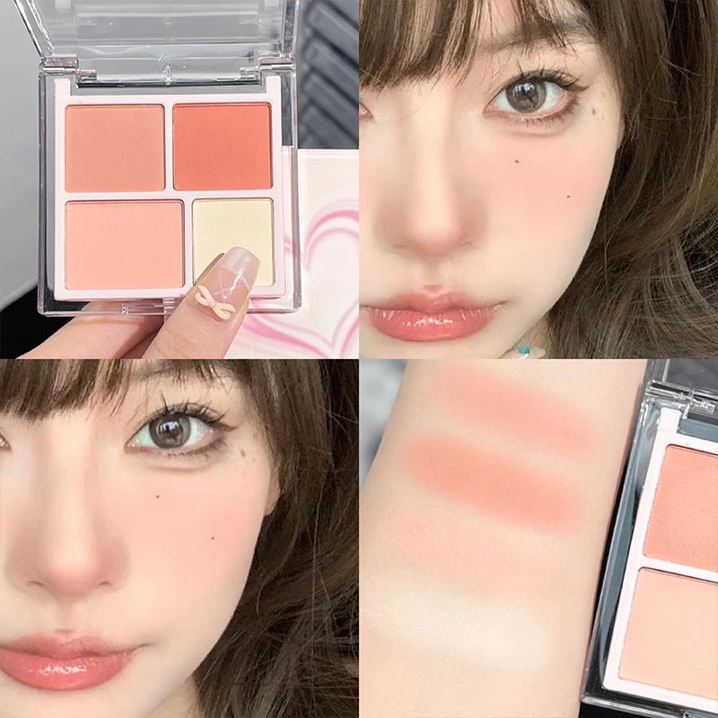 Highlighter Blusher Palette Expansive Color Brighten Face Contour Shadow Long-Lasting Waterproof Matte Cheek Tint Korean Makeup