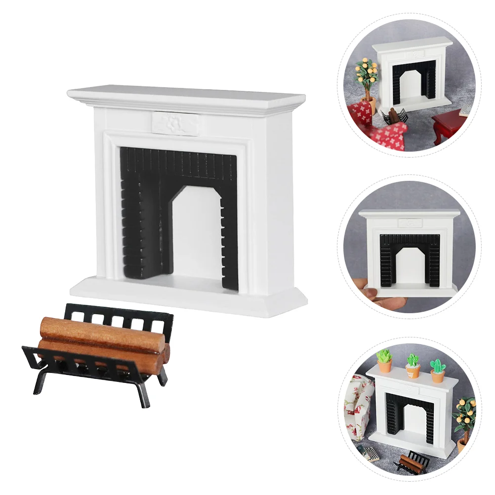 Furniture Model Mini Fireplace Room Decor Wooden Firewood 1:12 Household Ornament Toy Kid