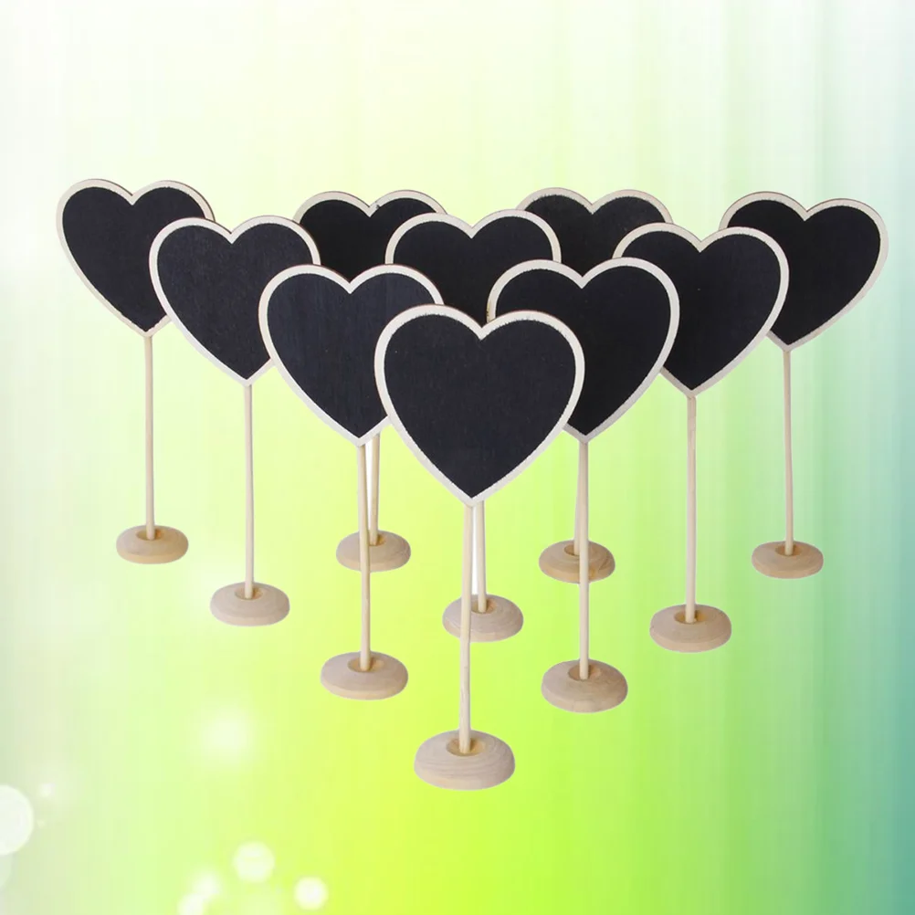 12pcs Mini Heart Shaped Wooden Message Blackboards with Base for Parties/Receptions Mini wooden blackboard