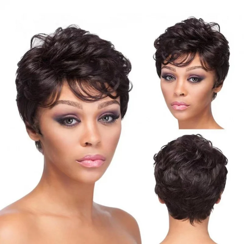 

European and American Style Women's Wig African Small Curly Short Hair Synthetic High-Temperature Fiber Wig Cap