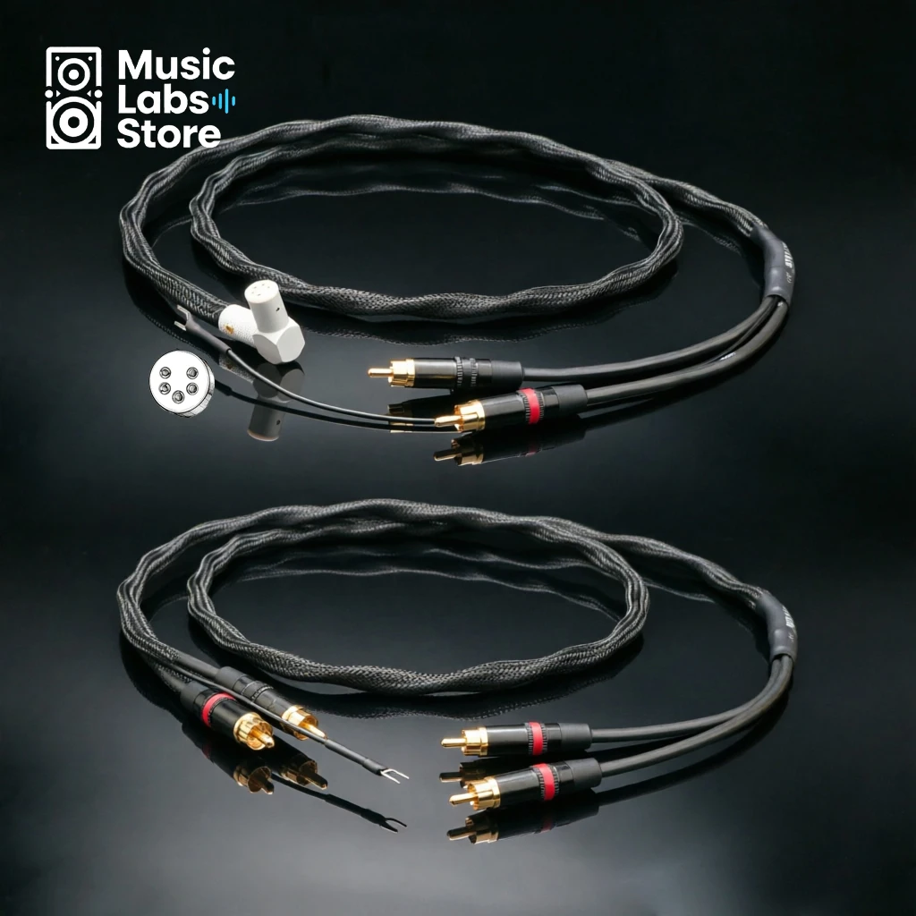 Hifi 5 Pin DIN to RCA Phono Cable 6N OFC RCA to RCA Cable With Ground Wire for LP Vinyl Record Phonograph Tonearm