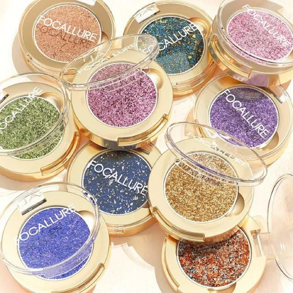 Focallure-Paleta de Sombra Glitter Metálica para Mulheres, Pigmento Brilhante, Shimmer Eye Shadow Powder, Cosméticos Monocromáticos Camaleão,