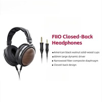 FiiO FT1-New Version Closed-Back Over-Ear Fiber Composite Diaphragm Wired Hi-Fi Headphones, American Walnut Ear Cups for Studio