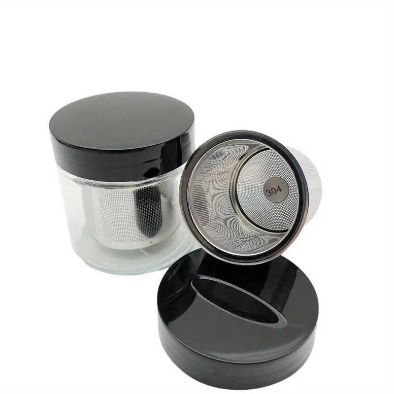 1Pc Jewelry Cleaning Jar Metal Sieve Glass Cleaning Cup Easy To Carry Safe Container for Small Stones Earring Watch Parts