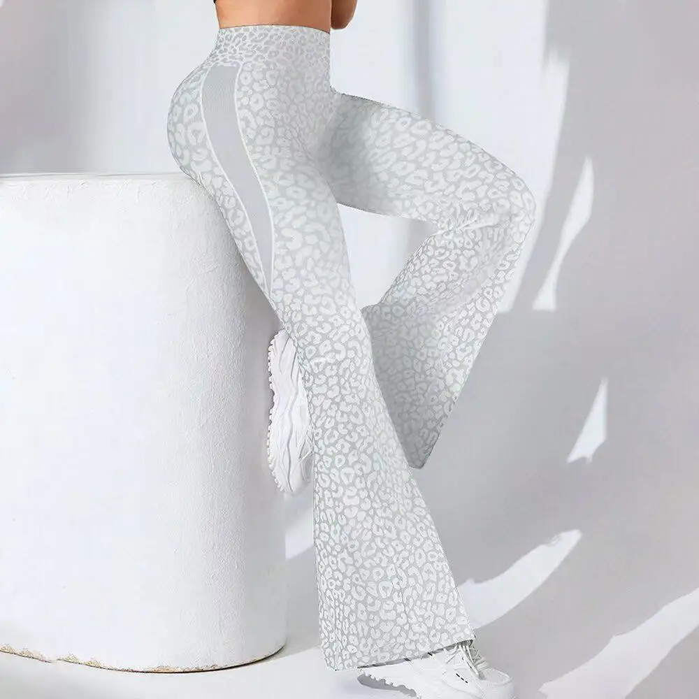 Somenie Winter Micro-pull Yoga Pants Women's High Waist Hip Lift Sports Wide-leg Pants Leopard Print Fitness Yoga Bell Pants