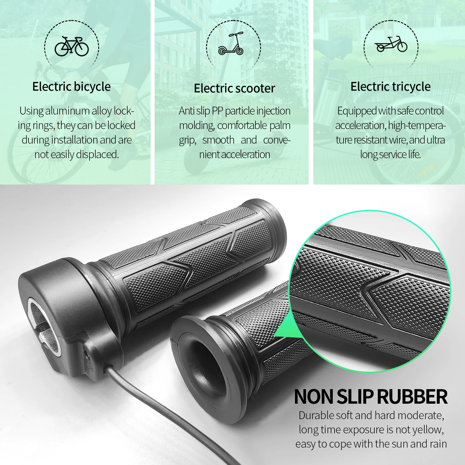 전기 자전거 WUXING 192X 풀 트위스트 스로틀 오른쪽 핸들 스로틀 방수/SM 커넥터 전기 자전거나 전동 스쿠터용