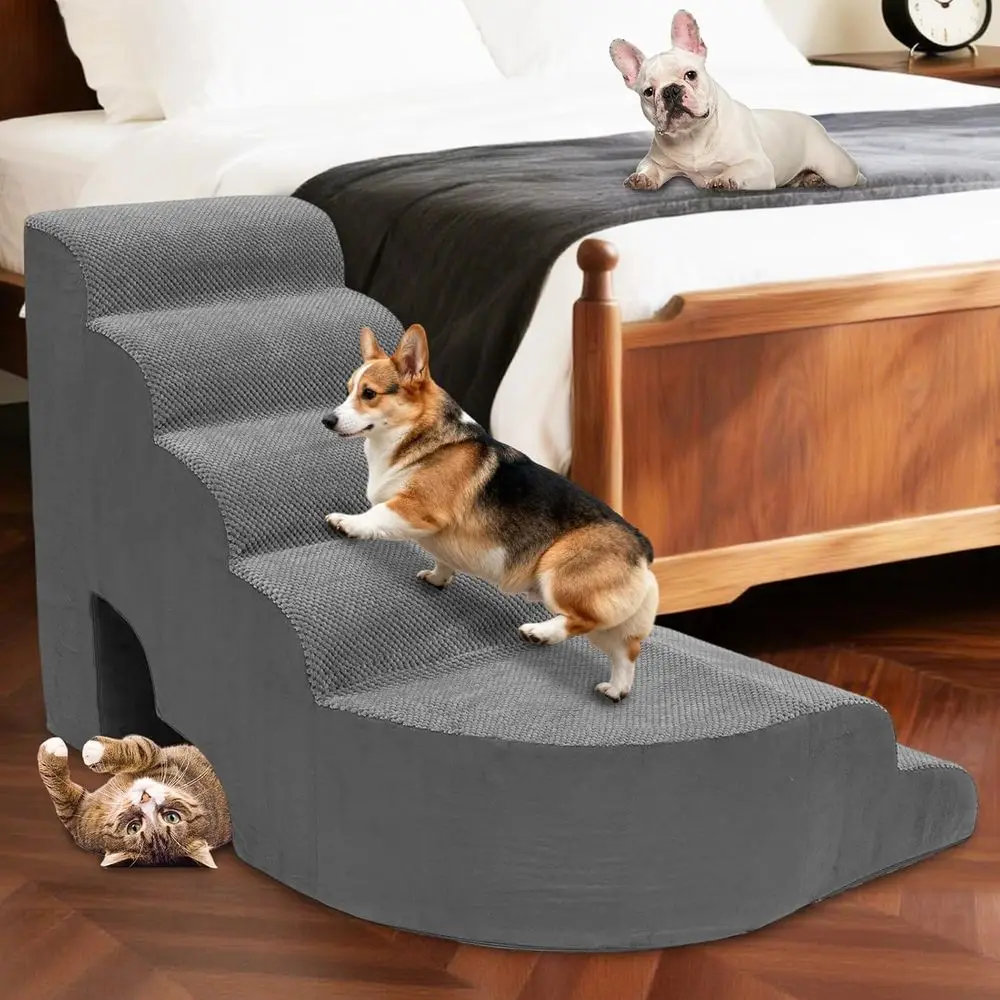

Pet Stairs for Dogs: 6-Step Non-Slip Steps for Beds 28-32 Inches Tall, Ideal for Small Dogs, Elderly Pets, and Dogs with Mobilit