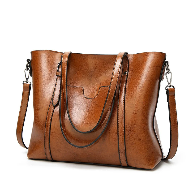 

Shoudler Bags for Women Oil Wax Leather Handbags Designer Messenger Bag Retro Tote