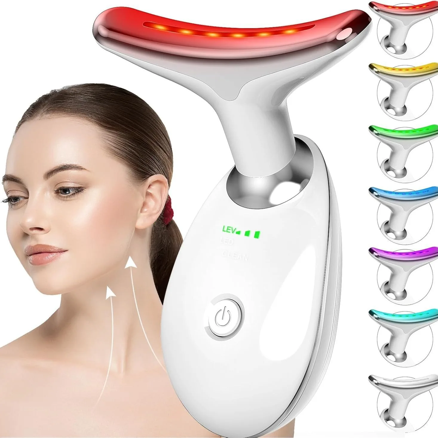 

Многофункциональный EMS-массажер для лица и шеи с 7 цветами LED-подсветки, прибор для лифтинга и подтяжки кожи, удаления морщин