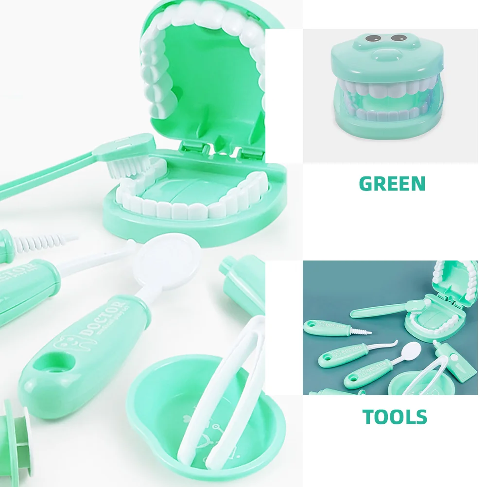 Children's Oral Toys Imitation Medical Cosplay Kids Doctor Playset Green Dentists Role Dental Tool Kits for Toddlers