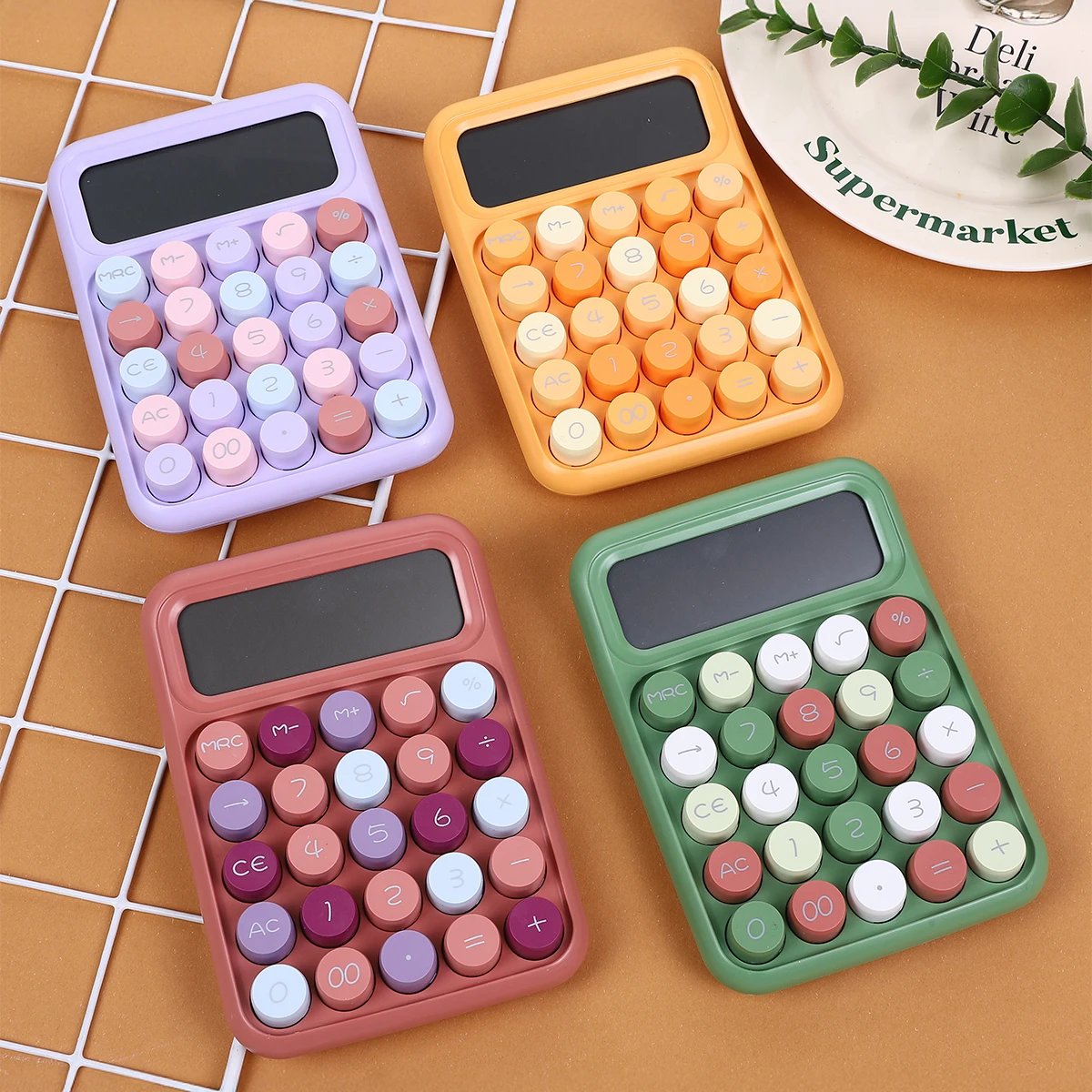 

1 high-appearance calculator, a specialized computer for financial accounting work with 12-digit mechanical keypad