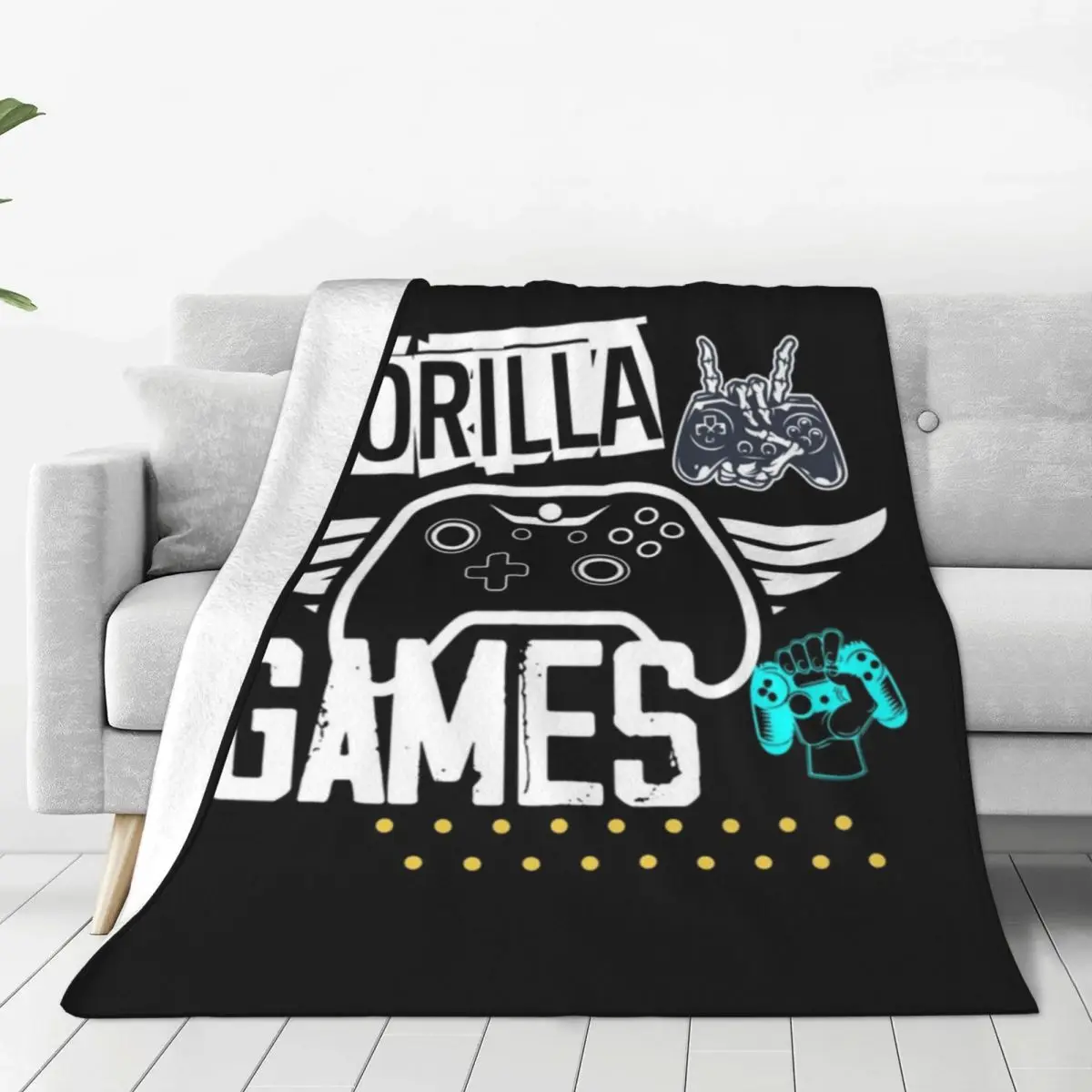 Gorilla Games Blanket Flange Textile Decor Portable Super Soft Throw Blankets for Home Office Plush Thin Quilt