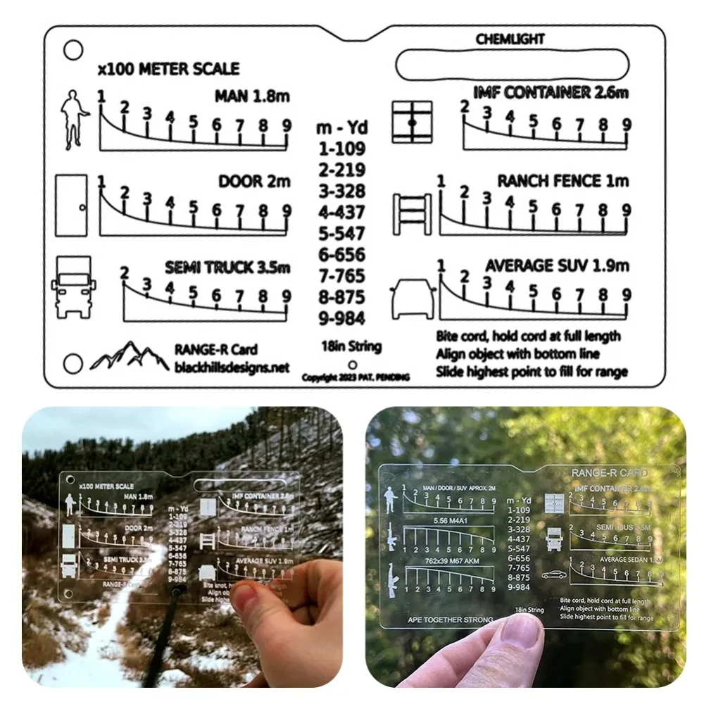 1 Stück Outdoor-Entfernungsmesser-Karte, Feldmesswerkzeug, Entfernungsmesser-Unterstützung, Geeignet für Outdoor-Jagdzubehör
