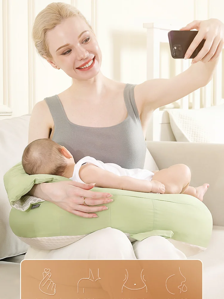 Newborn Breastfeeding Pillow Detachable Solid Color Crescent Shaped Backrest Cushion Multifunctional Maternity Feeding Pillow