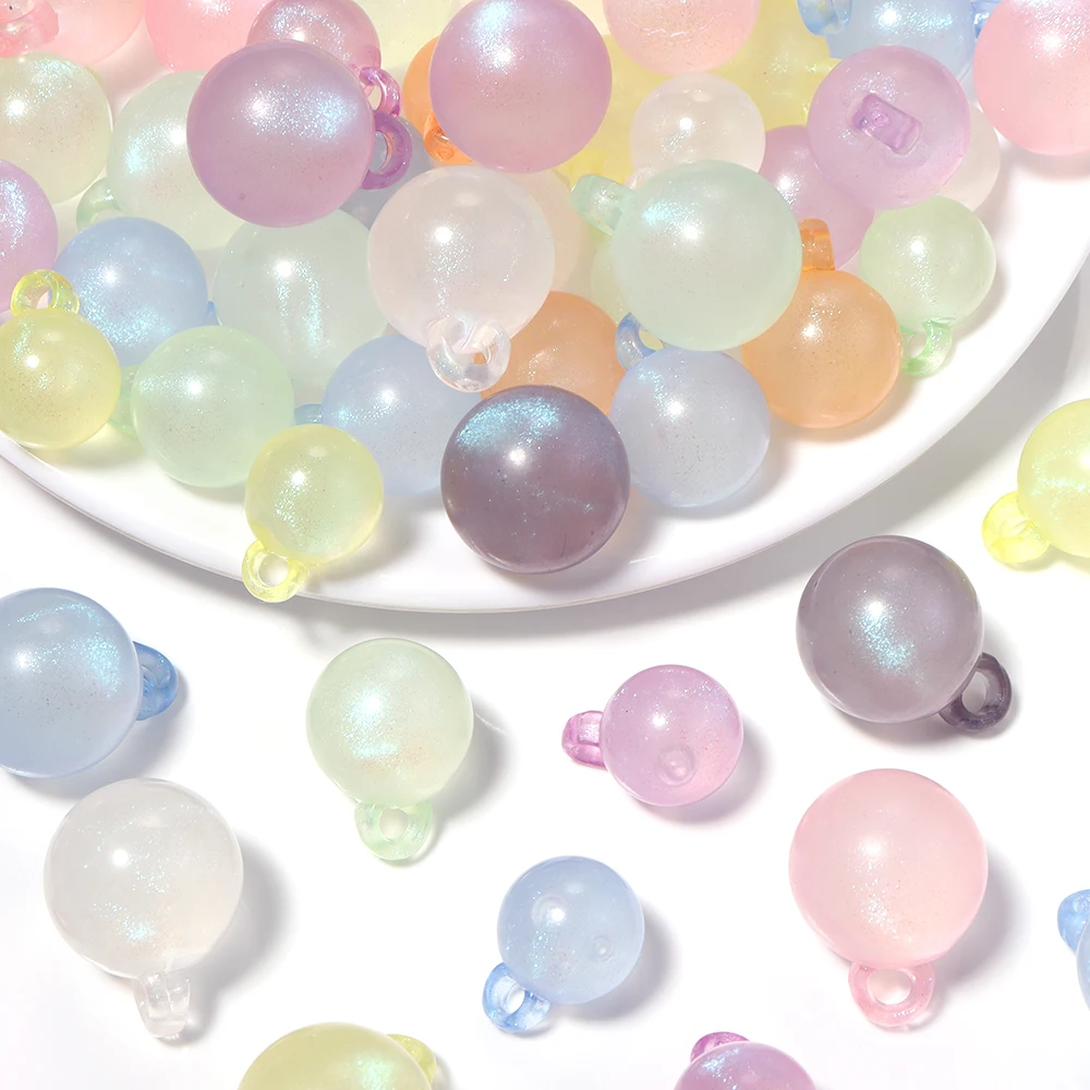 10pcs Acrylic Beads Round Ball Pendant Heavy Drop Beads Mixed Color Glitter Loose Charms For DIY Jewelry Making Keychain Phone
