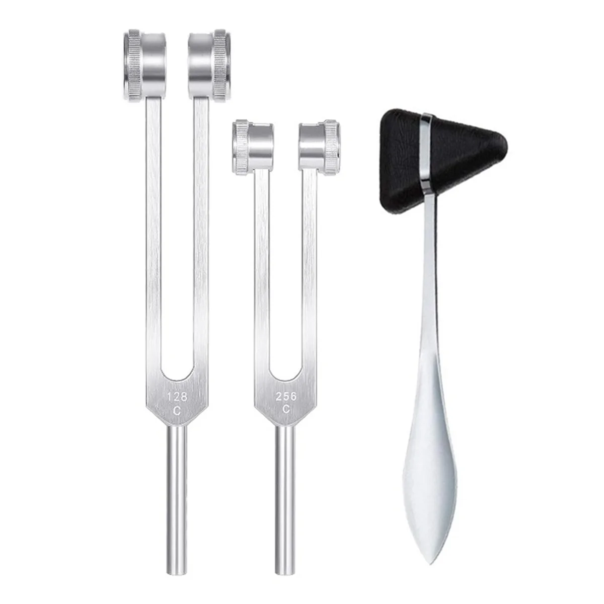 Neurological Tuning Fork, 128Hz+256Hz Silver, Aluminum Alloy Body Weighted Tuning Forks for Healing Chakra Set