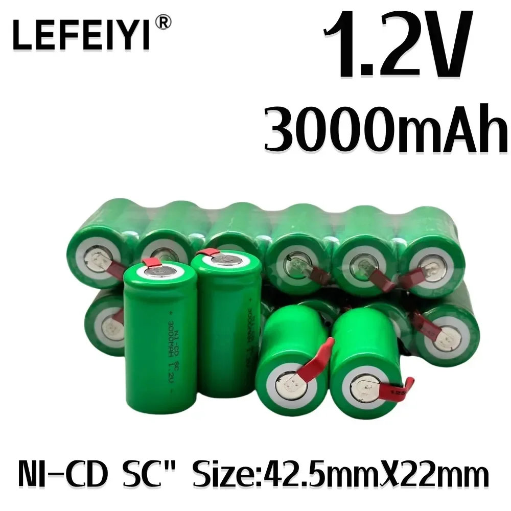 SC 1.2V 3000mAh Rechargeable Battery Sc Sub C Ni-Cd Cell Batteries With Welding Tabs For Electric Drill Screwdriver