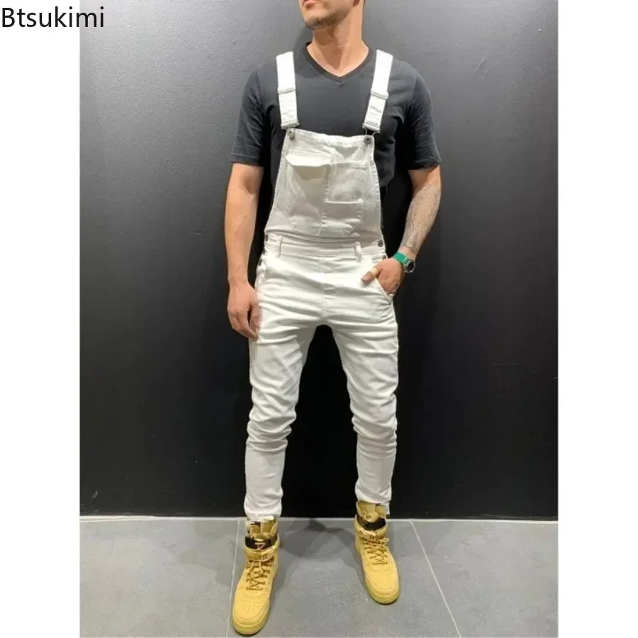 2025 Men's Fashion Cargo Pants Multi-pockets Bib Overalls Trendy Slim Casual Jumpsuits Moto Biker Pants Men Streetwear Trousers