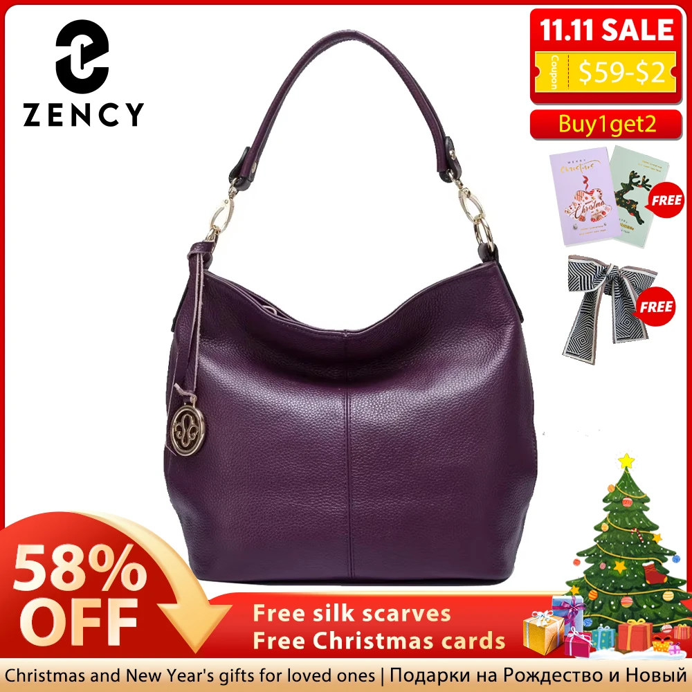 

Женская сумка через плечо Zency, фиолетовая элегантная сумка-тоут из 100% натуральной кожи с кисточками, сумка через плечо для покупателя