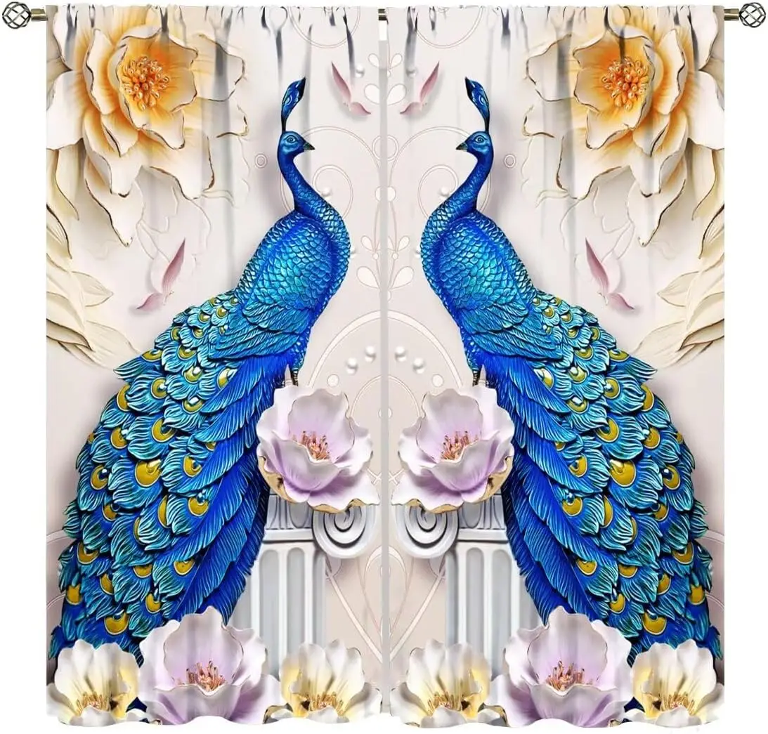 Chinese Style Pomegranate Print Noren Curtain, Hanging Divider for Doorway & Kitchen