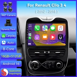 Android 16 Carplay Auto WIFI+4G For Renault Clio 3 4 2012 2013 2015 - 2018 Car Radio GPS Stereo Multimedia Player 2din Wireless