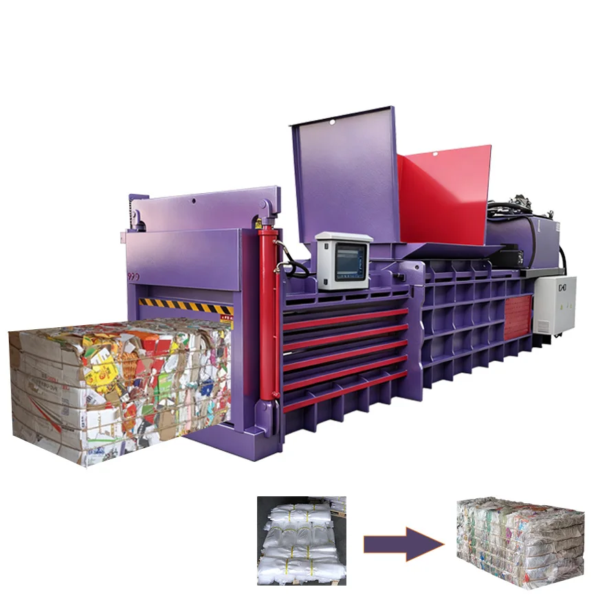 Plastic Scrap Baler Horizontal Hydraulic PET Bottle Compactor High Efficiency Waste Film Baling Press Packing Machine