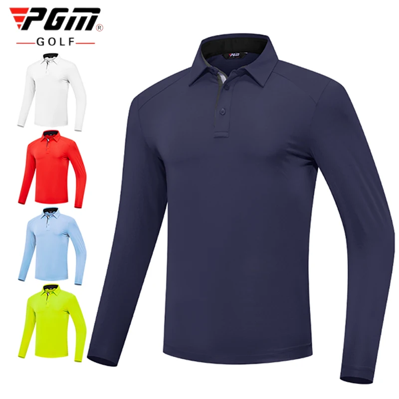

PGM Golf Мужская футболка с длинным рукавом и воротником-стойкой на молнии Мужские весенне-осенние спортивные рубашки с высокой эластичностью