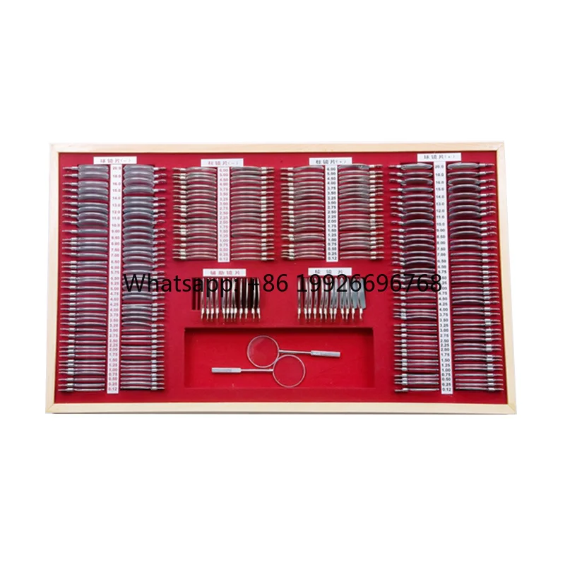 Optometry  Best Sale 266 Pcs  Glass Optical Trial Lens Set 266JS with Wood Tray