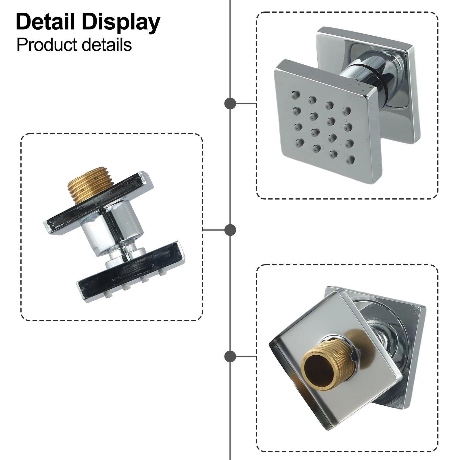 

Bathroom Upgrade Length 5cm 2inch X Width 5cm 2inch Shower Body Spray Multi-layer Electroplating Rotatable Jets