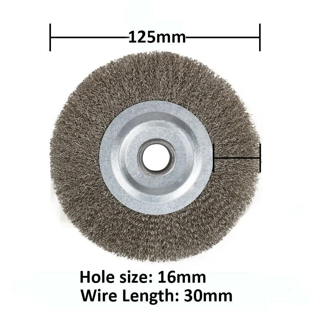 125mm Stainless Steel Wire Wheel Brush Metal Derust Crimped Wheel Drill Brush Rust Removal Rotary Tool for Grinding & Polishing