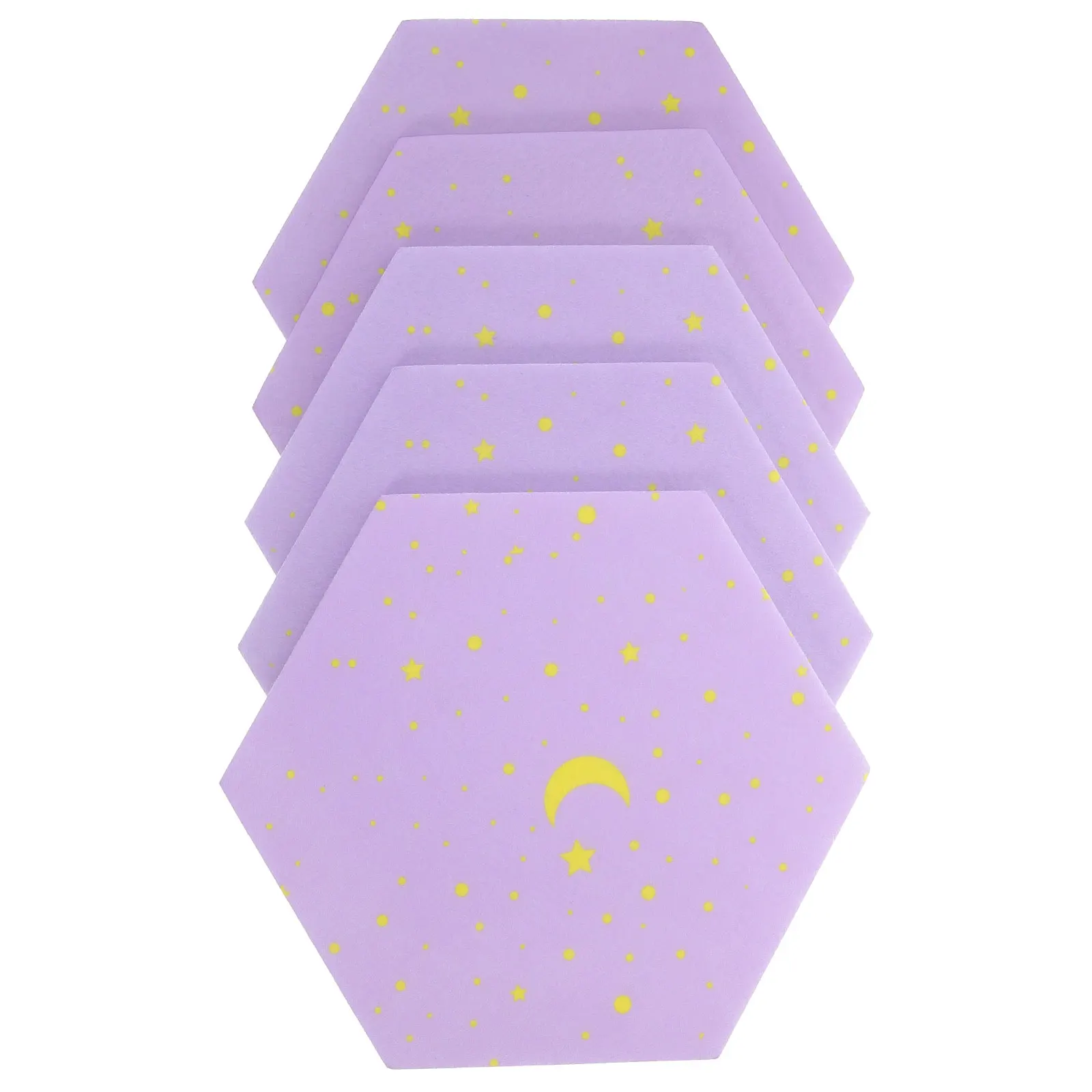 5pcs Hexagonal Felt Board Design Wall Decor Bulletin Board Sticker Soundproof Mat Polyester Material