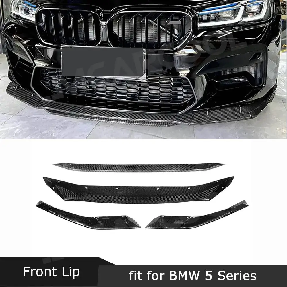 Carbon Fiber Front Bumper Chin Lip Splitter For BMW 5 Series F90 M5 2021+ M style Car Bumper Guard Apron Accessories 4Pcs/Set