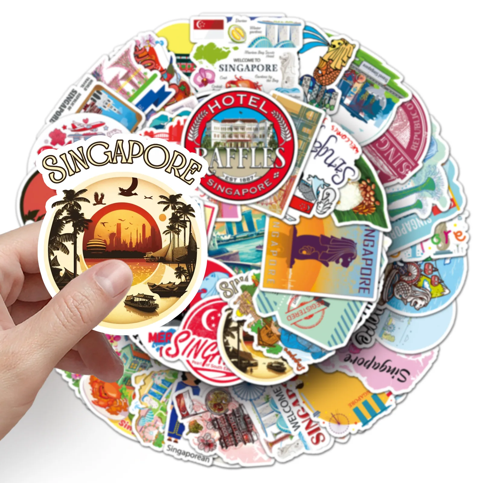 50 قطعة من ملصقات سنغافورة لموضوع السفر لسجل القصاصات والهاتف المحمول والكمبيوتر المحمول DIY ملصق تزيين الحرف اليدوية