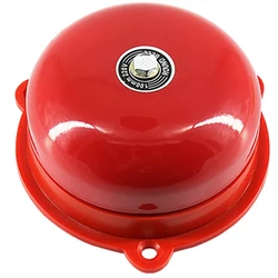 1PCS RED fire control Tradition electric bell 4/6/8 inch AC 220V High DB Alarm Bell Door bell School Factory Bell