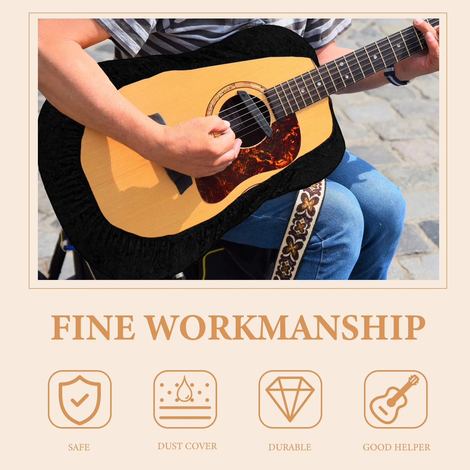 

Durable Cover Supple Material Black Color Dust Proof Protective Case Decorative Guitar Accessory Long Service Practical Use