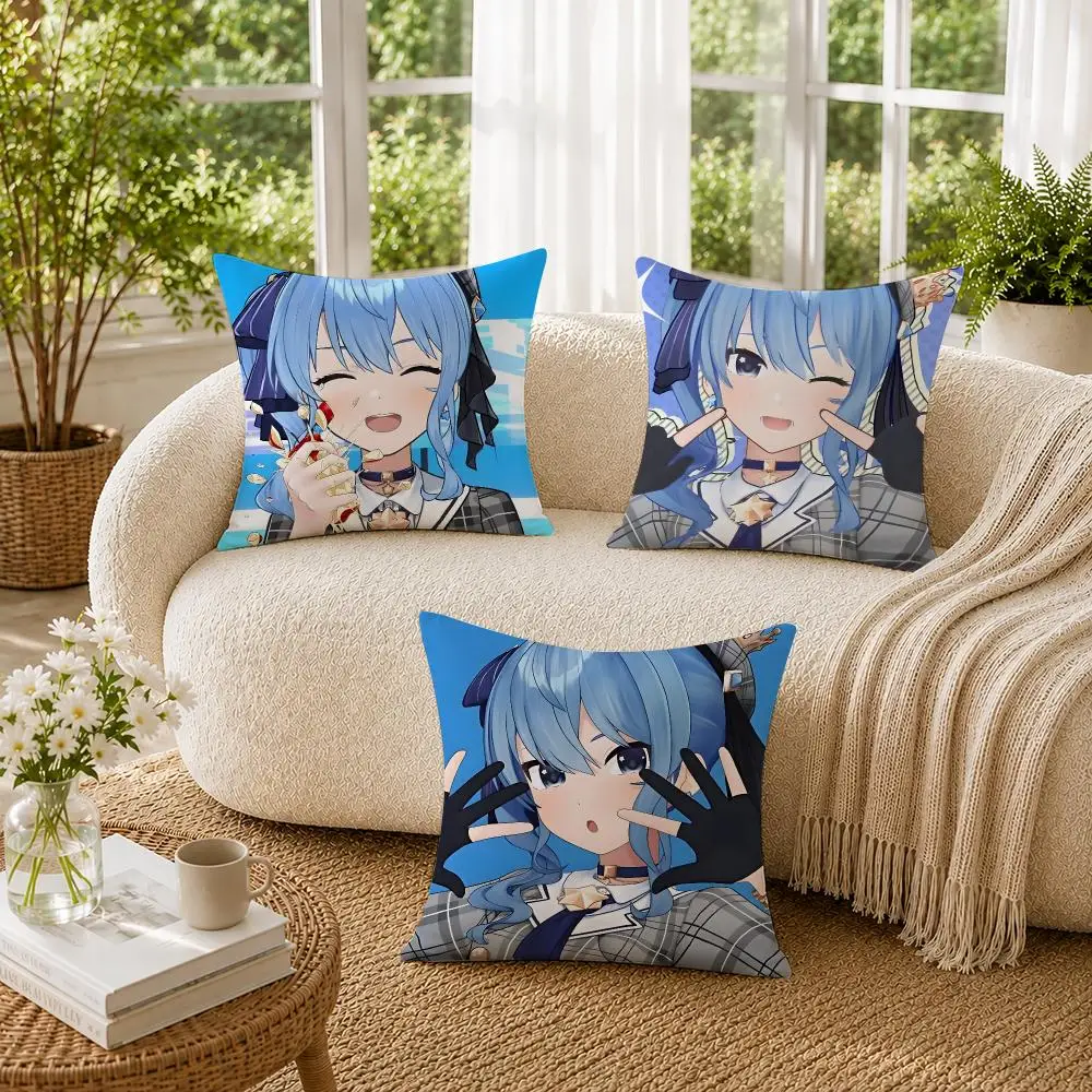 Hoshimachi Suisei H-hololive Cushion Cover Soft Short Plush Pillow Cases Hidden Zipper Cutecore Sofa Bedroom Home Decor Gift