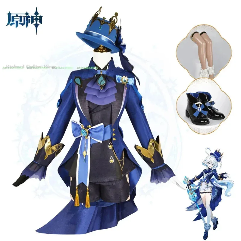 

Black Focalors Furina Cosplay Costume Wig Hat Genshin Game Anime Cosplay Outfits Halloween Party Women Dress Suit Clothes