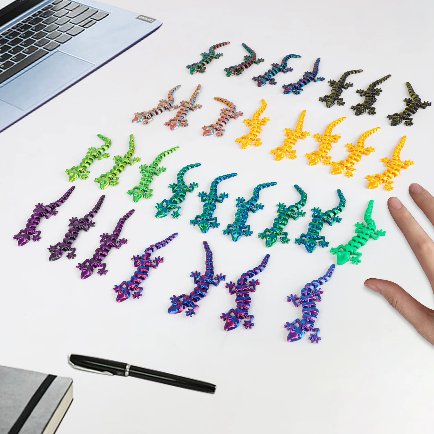 30PCS 3D Printed Gecko with Movable Joints - Fun Desk Toys, Random Colors, Cool Gift for Collectors view 6