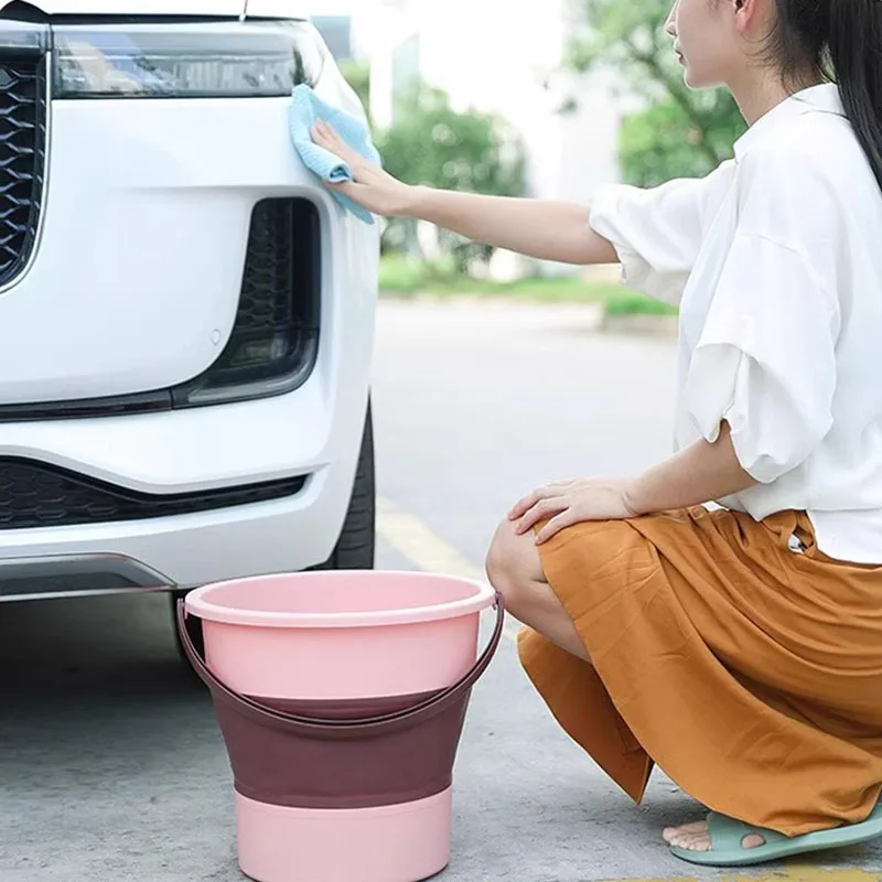 10L Portable Folding Bucket Multifunctional Thickened Silicone Bucket for Car Washing and Fishing Camping Folding Bucket CYST03