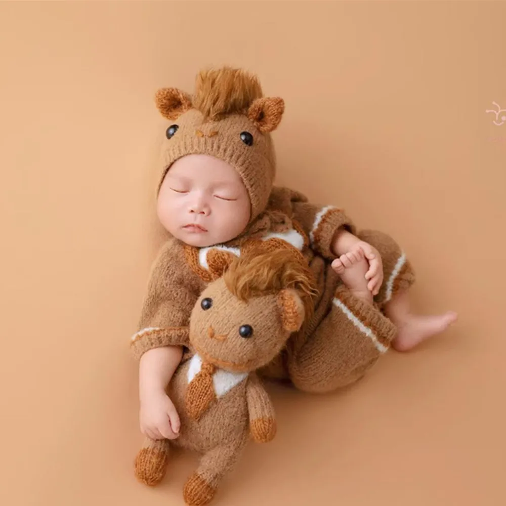 ❤️Newborn Photography Clothing Hat+Jumpsuit+Doll 3Pcs/set Studio Baby Photo Props Accessories Infant Shoot Clothes Outfits